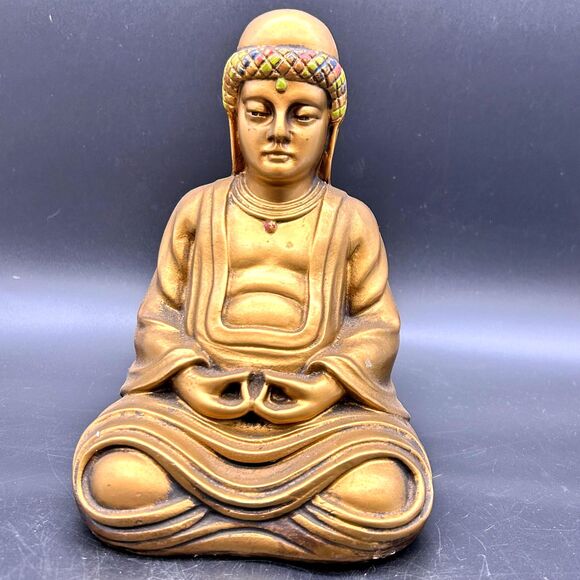 Buddha Bronze Coated Metal Sitting Meditating Statue (C) - Picture 1 of 7